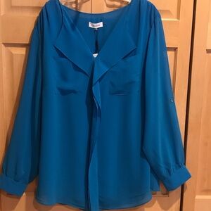 New Calvin Klein Teal Blue Blouse